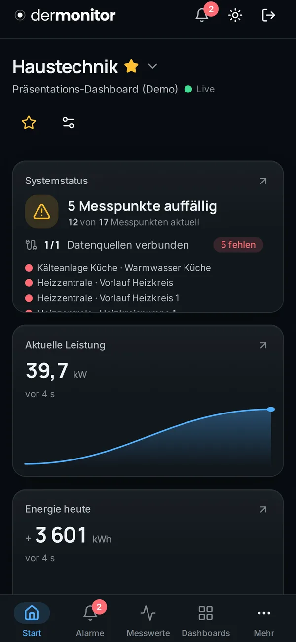 Startseite der App